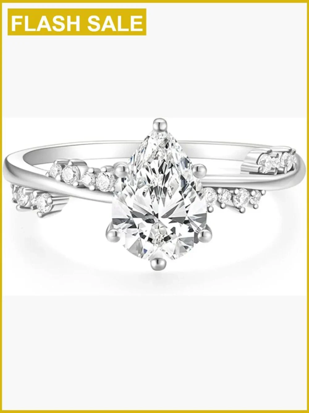 2CT Sterling Silver Cubic Zirconia Engagement Ring Wedd